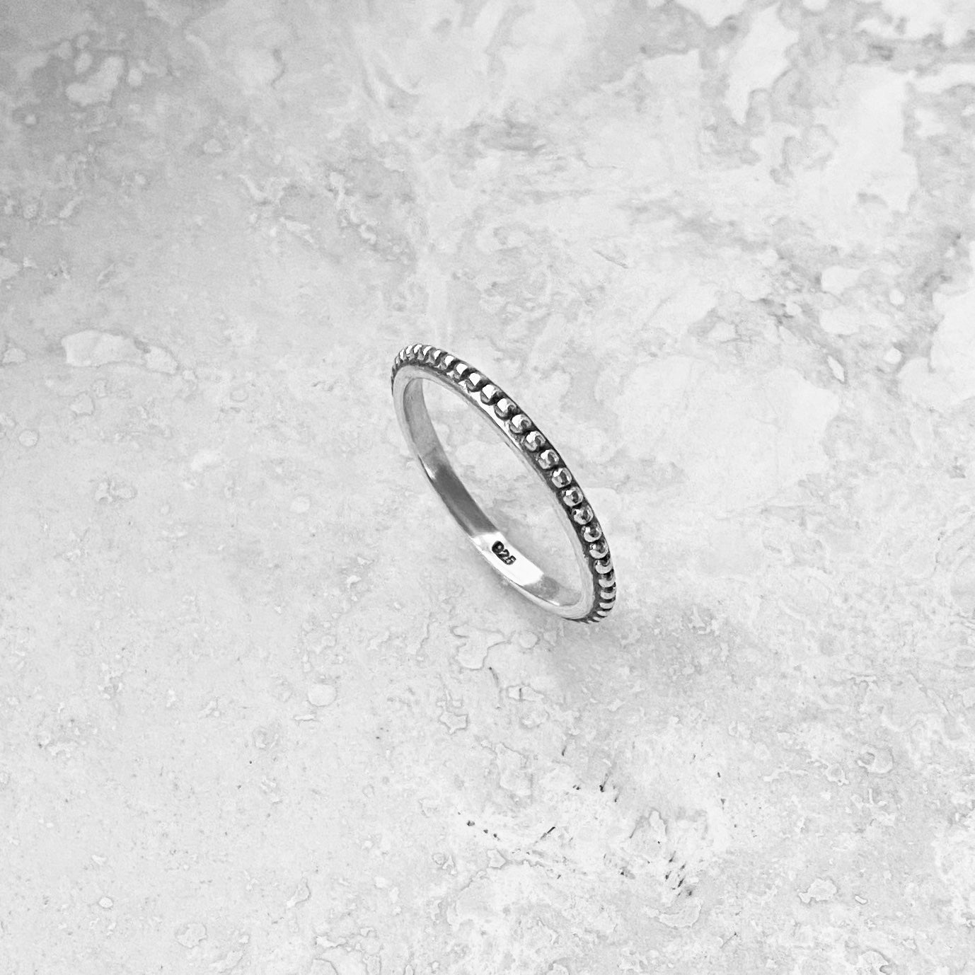 Sterling Silver Eternity Bali Style Bead Ring, Stackable Bands, Silver Rings, Silver Band, Beads