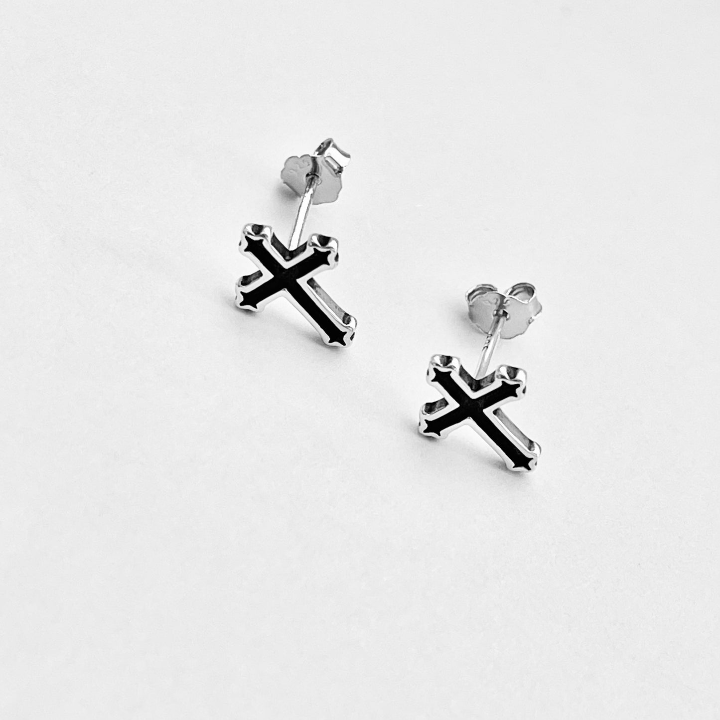 Sterling Silver Unisex Cross Earring, Protection, Stud Earrings, God