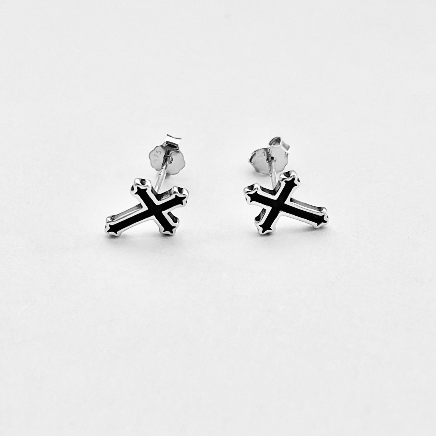 Sterling Silver Unisex Cross Earring, Protection, Stud Earrings, God