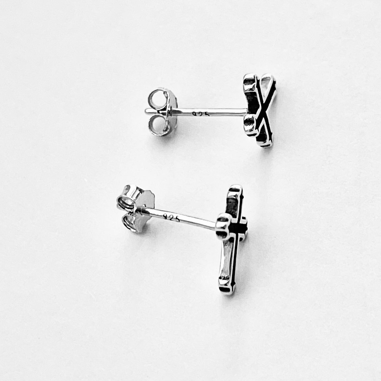 Sterling Silver Unisex Cross Earring, Protection, Stud Earrings, God