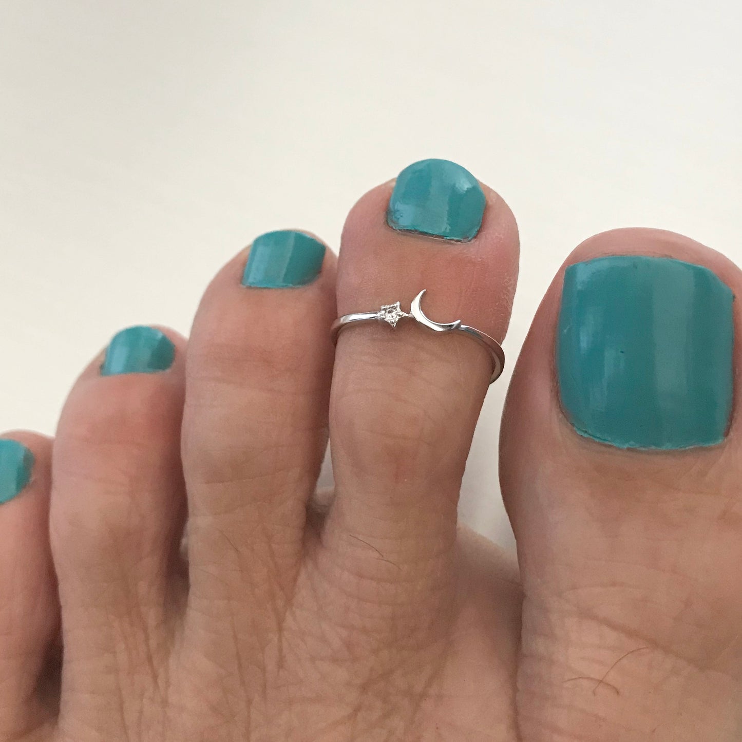 Sterling Silver Minimalist Tiny Crescent Moon and CZ Star Ring, Celestial Jewelry