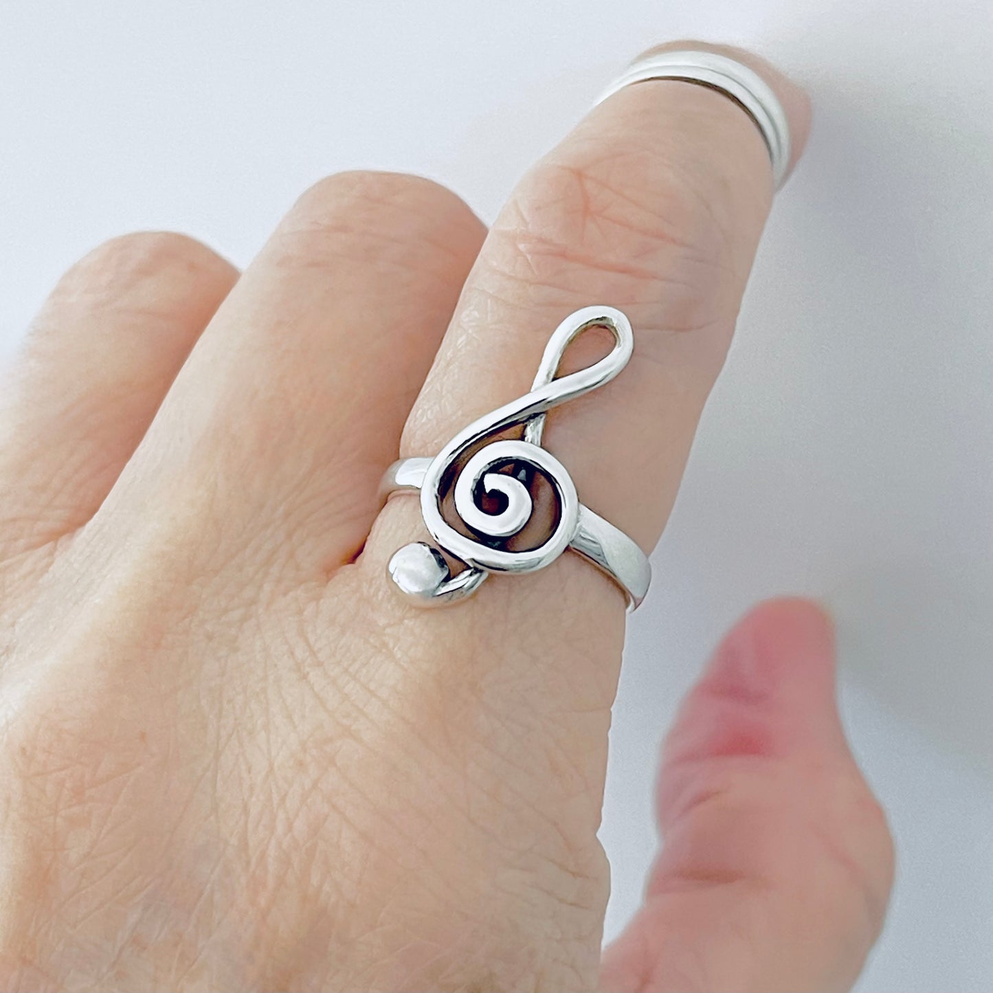 Sterling Silver Large Music Note Ring | Clef Notes, Musicians Jewelry