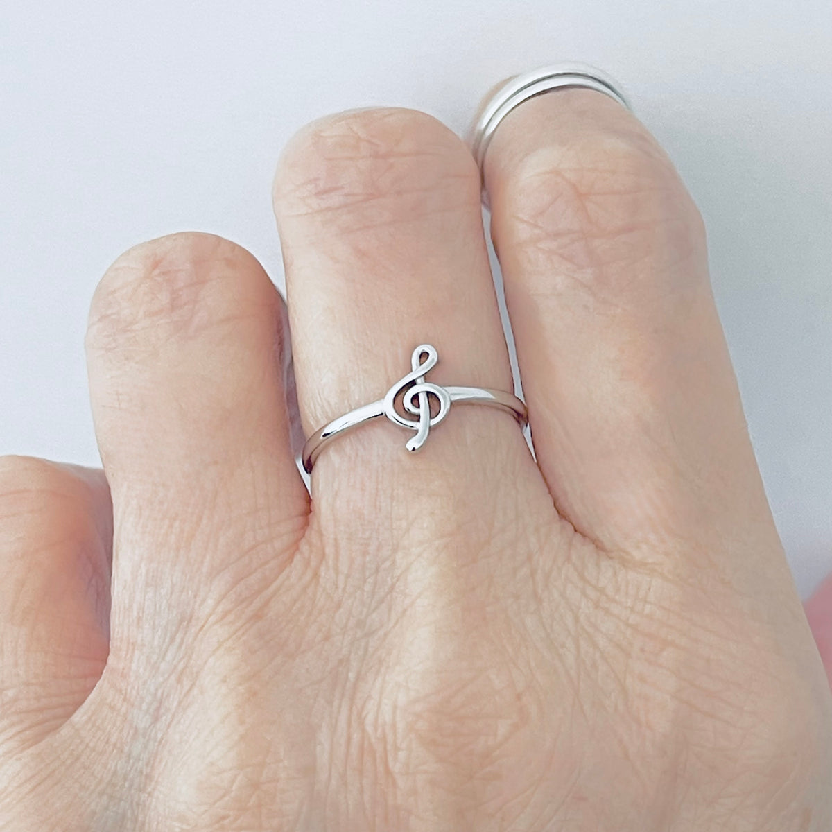 Sterling Silver Little Music Note Ring | Clef Note Minimalist Rings for Musicians