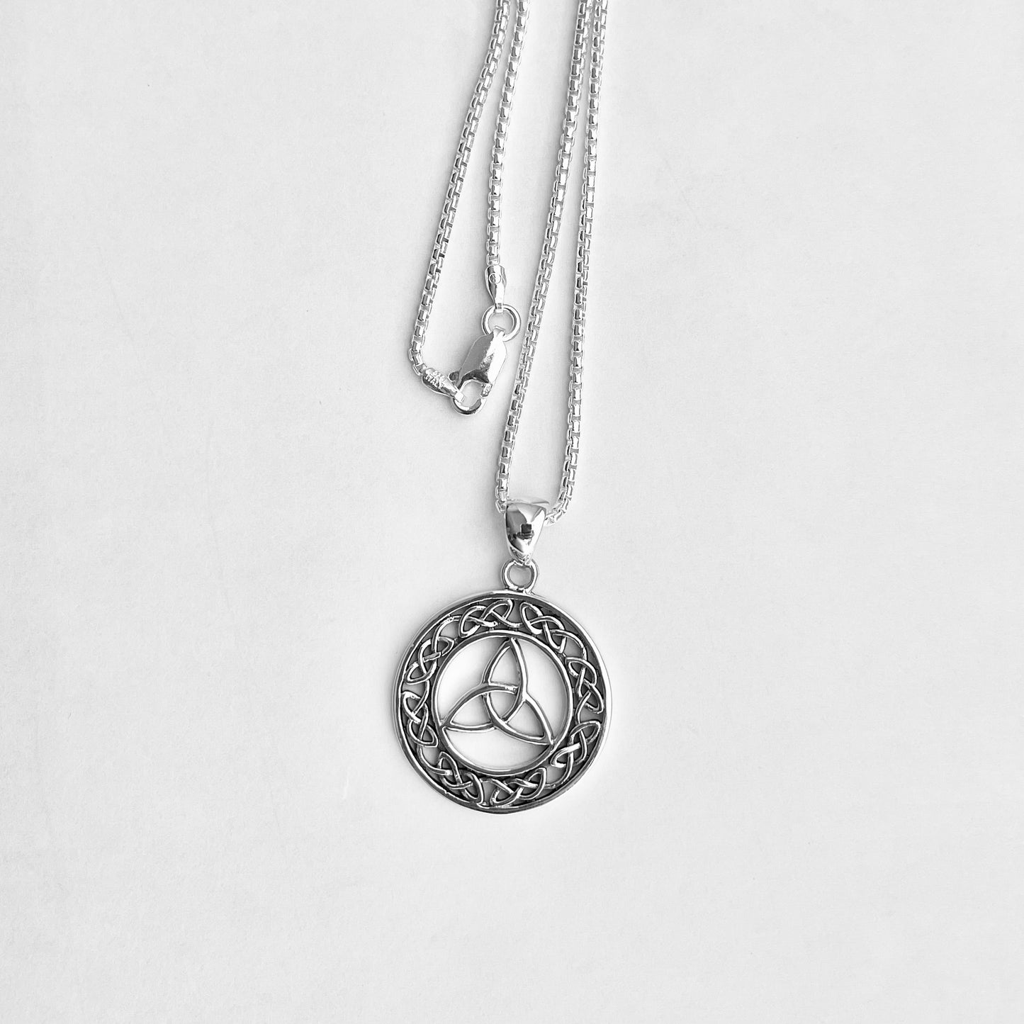 Sterling Silver Large Celtic Triquetra Necklace, Statement Silver Necklaces, Trinity Knot Necklace