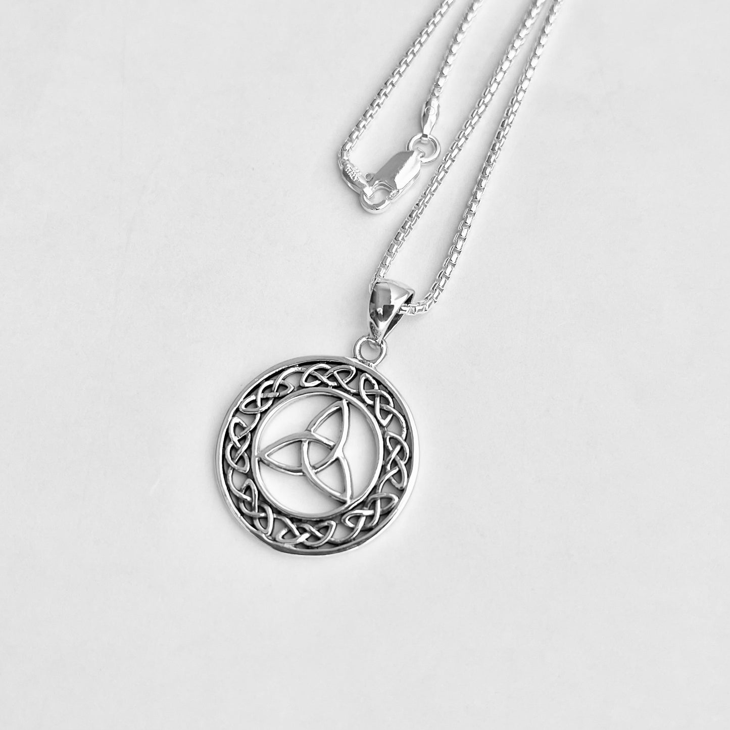Sterling Silver Large Celtic Triquetra Necklace, Statement Silver Necklaces, Trinity Knot Necklace
