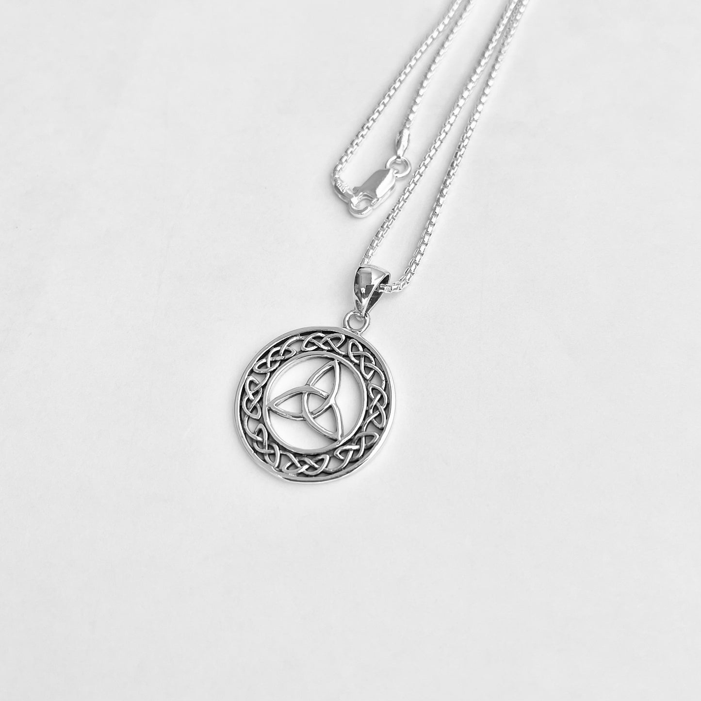 Sterling Silver Large Celtic Triquetra Necklace, Statement Silver Necklaces, Trinity Knot Necklace