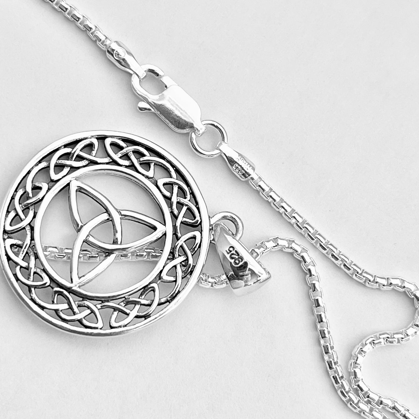 Sterling Silver Large Celtic Triquetra Necklace, Statement Silver Necklaces, Trinity Knot Necklace