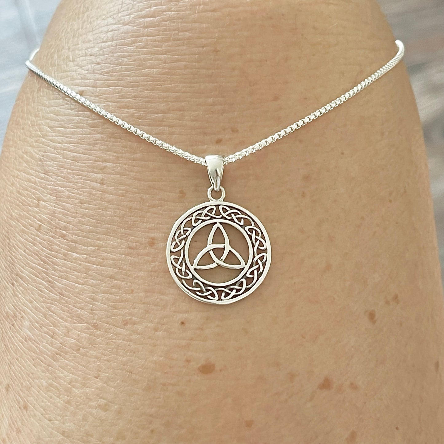 Sterling Silver Large Celtic Triquetra Necklace, Statement Silver Necklaces, Trinity Knot Necklace