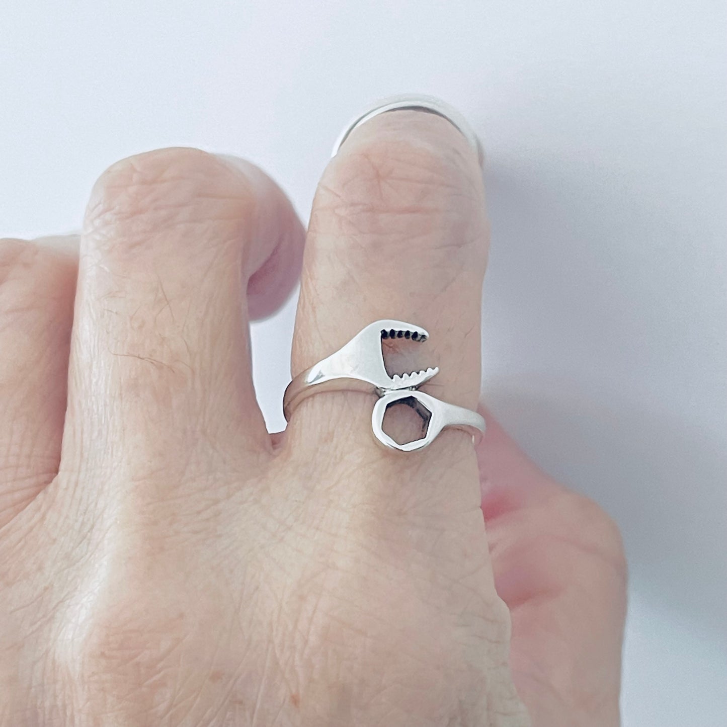 Sterling Silver Unisex Wrench Ring, Mechanic Tool, Silver Rings, Car Tools