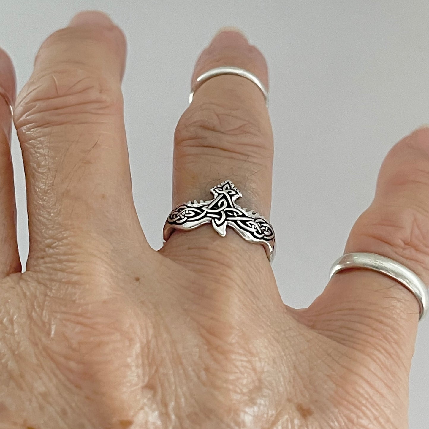 Sterling Silver Celtic Eagle Bird Ring, Silver Rings, Spirit Birds, Trinity Knots, Animal