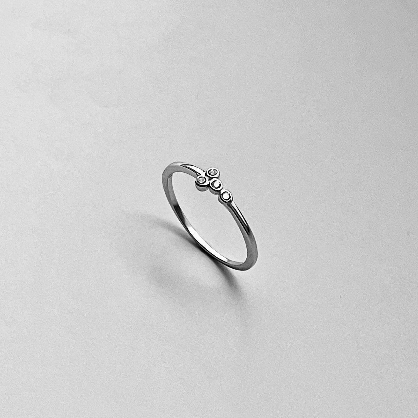 Sterling Silver 4 Little Small Round Clear CZ Ring, Minimalist Rings, Silver Ring