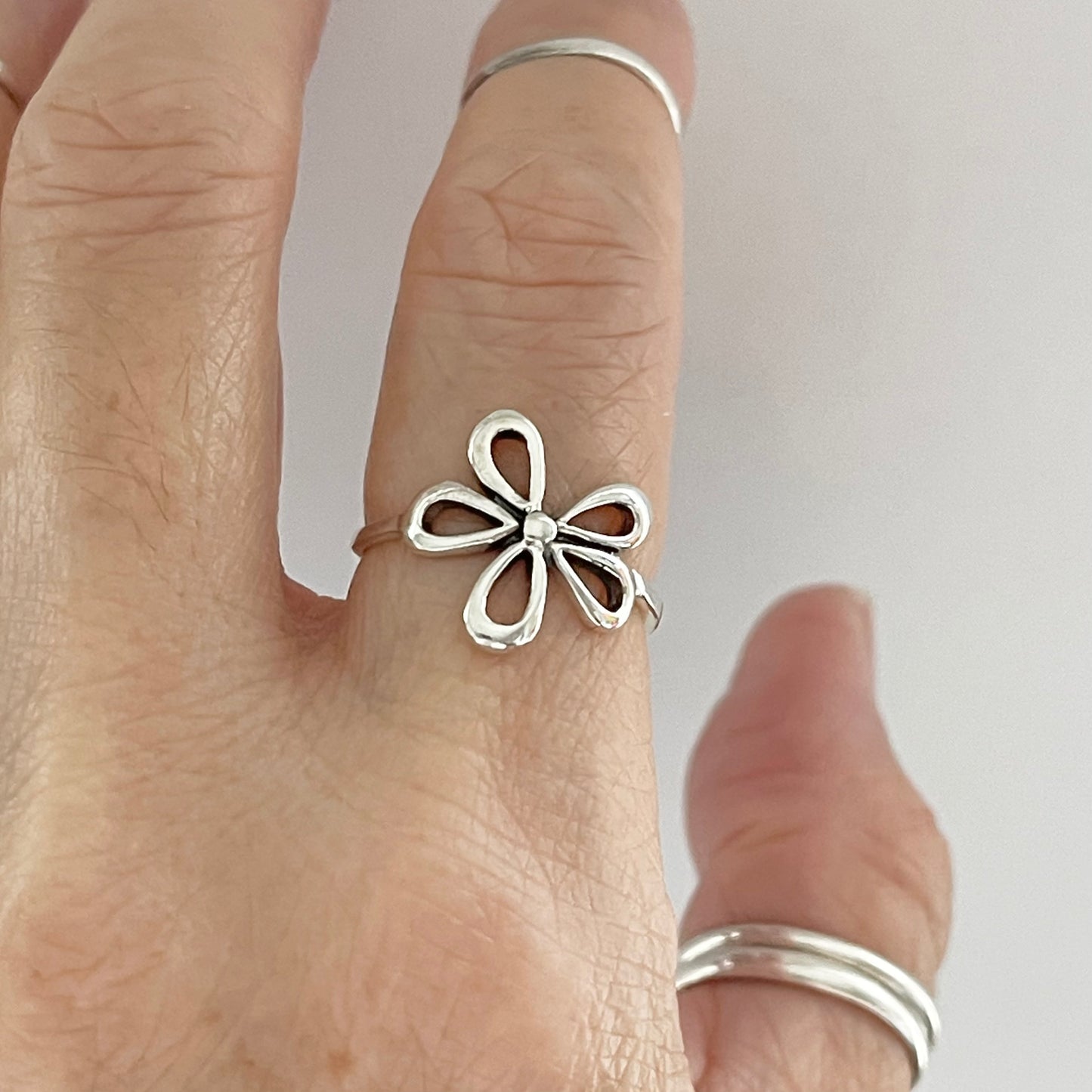 Sterling Silver Large Flower Ring, Daisy Rings, Statement Floral Jewelry