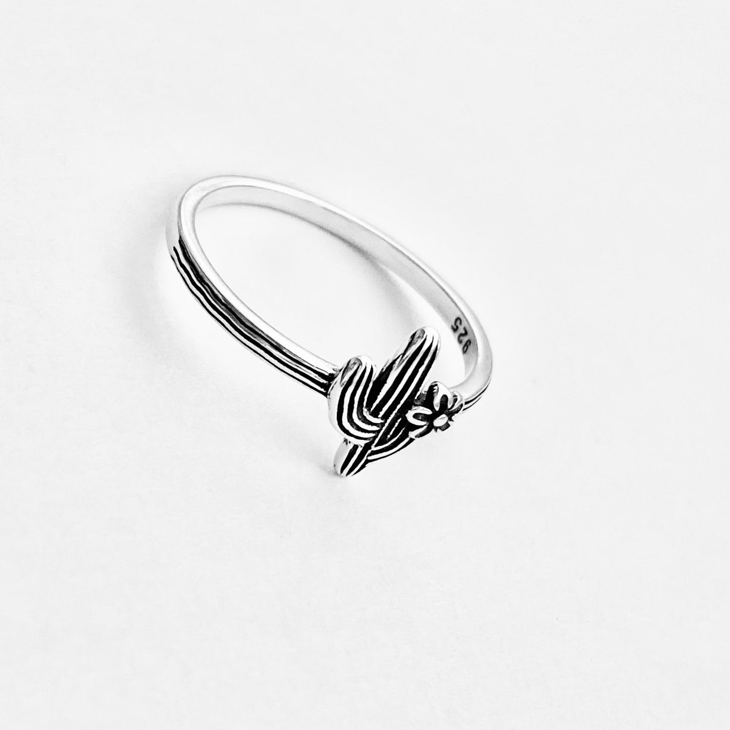 Sterling Silver Little Flower & Cactus Ring | Tree of Life Jewelry