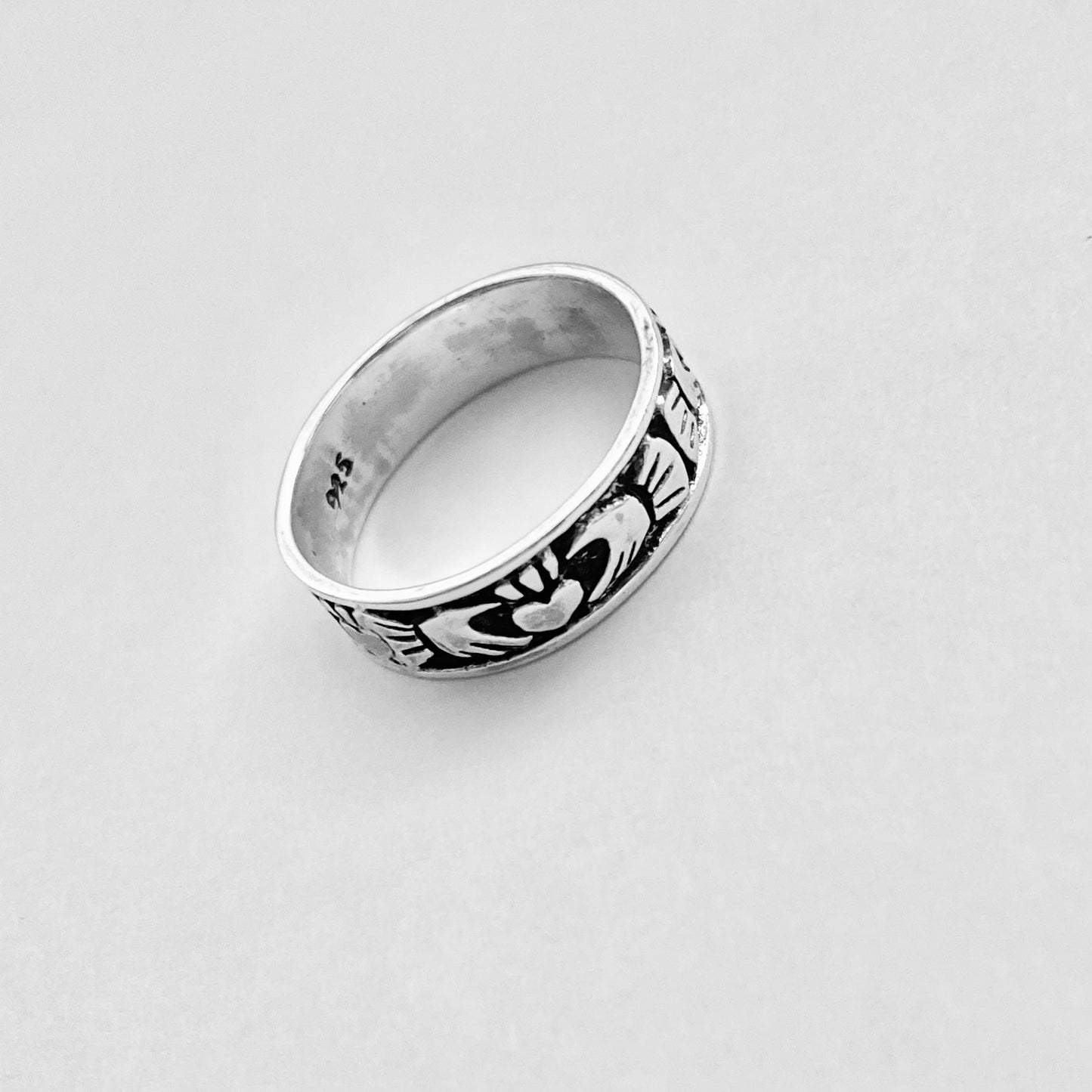 Sterling Silver Unisex Irish Claddagh Wedding Band, Heart Rings, Friendship, Crown Hearts