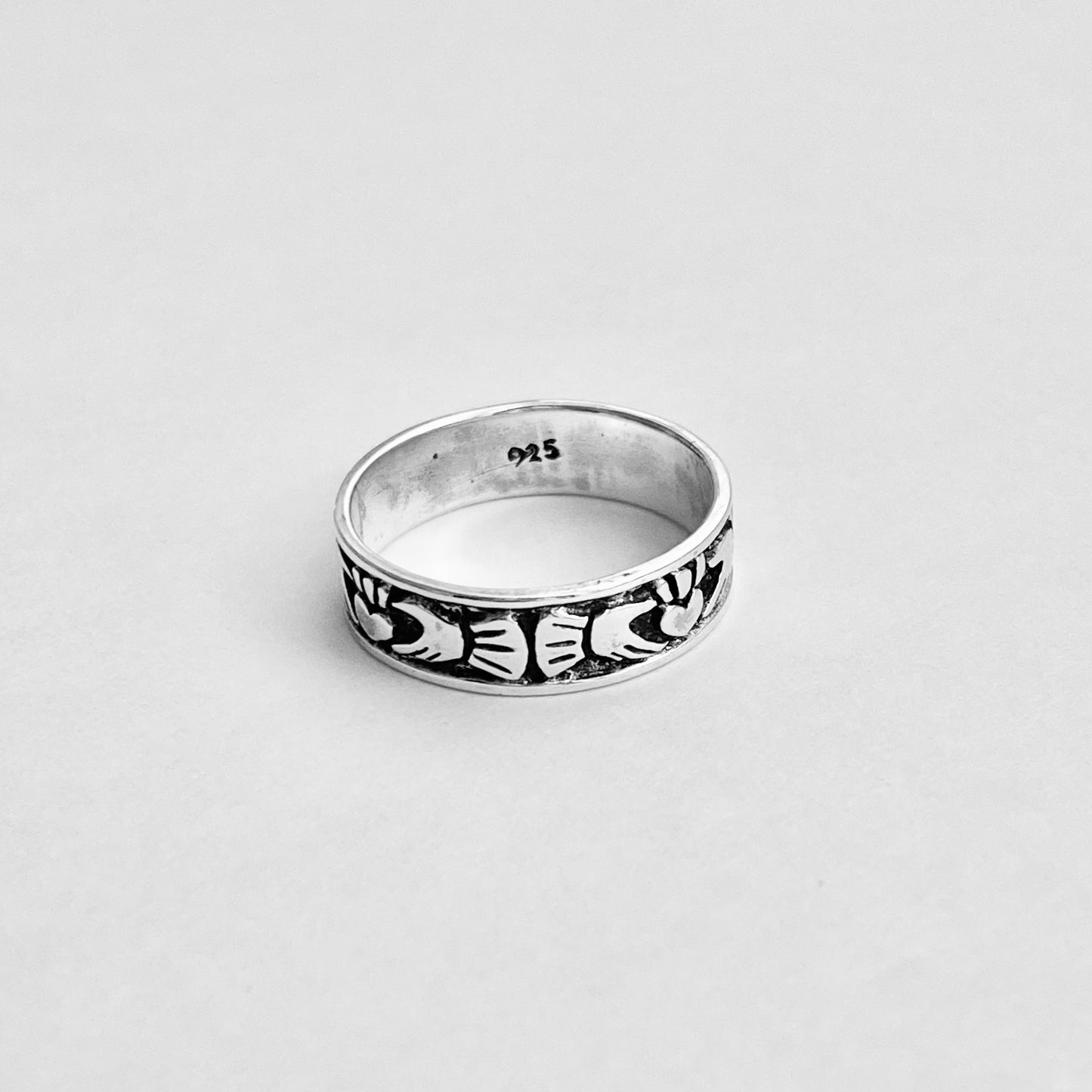 Sterling Silver Unisex Irish Claddagh Wedding Band, Heart Rings, Friendship, Crown Hearts