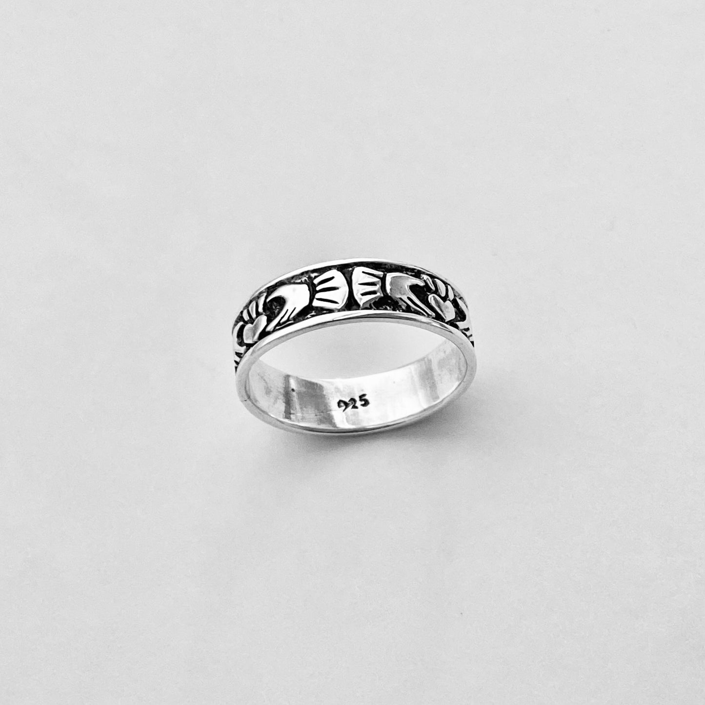 Sterling Silver Unisex Irish Claddagh Wedding Band, Heart Rings, Friendship, Crown Hearts