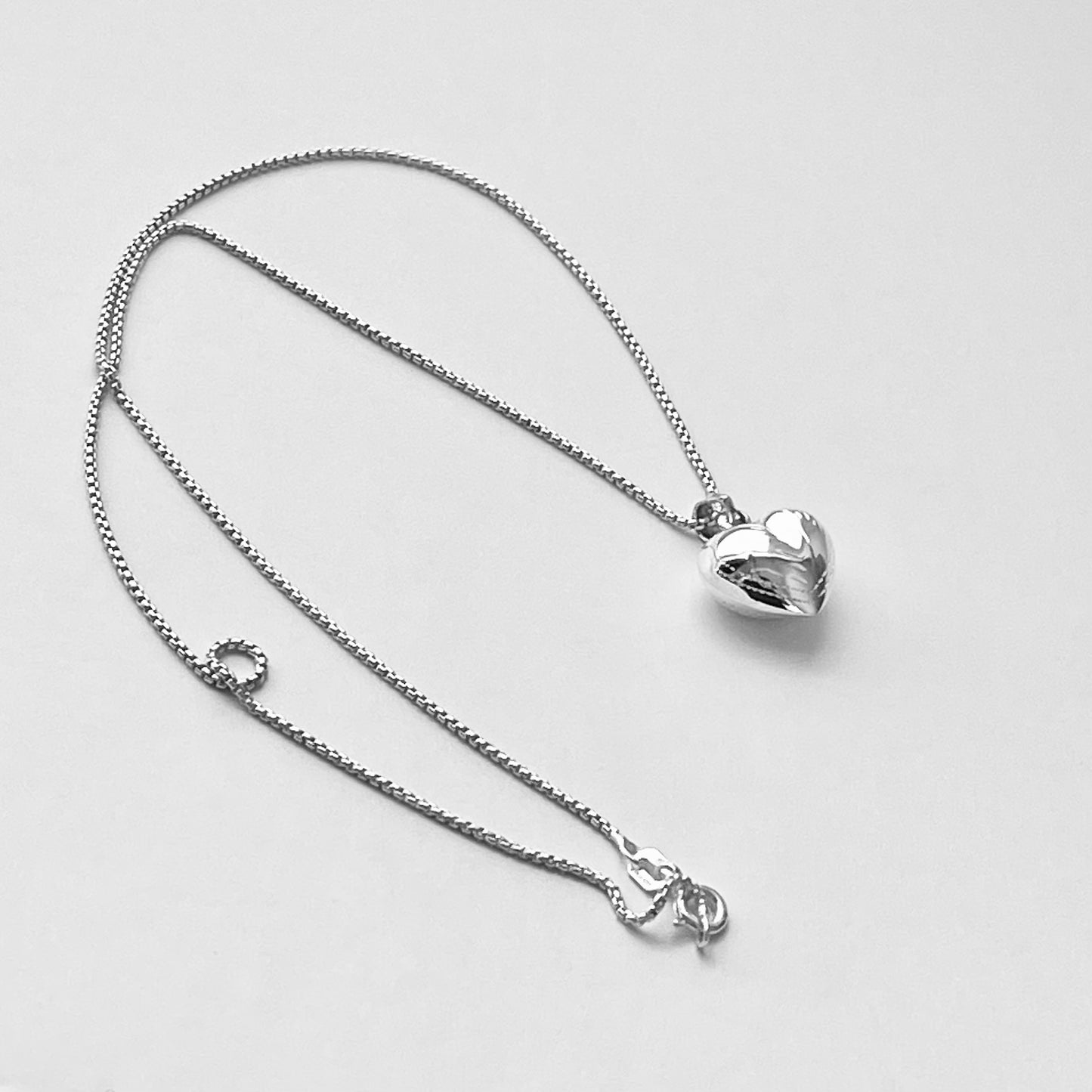 Sterling Silver Small Hollow Engraved Puffy Heart Necklace, Silver Necklaces, Love Hearts