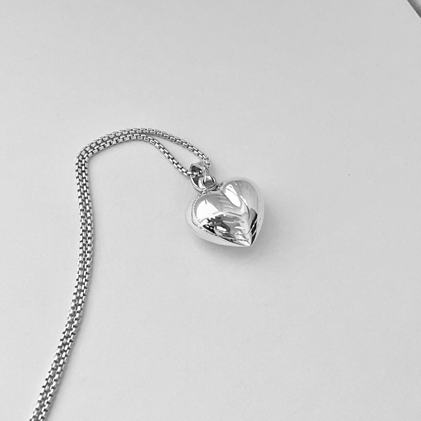 Sterling Silver Small Hollow Engraved Puffy Heart Necklace, Silver Necklaces, Love Hearts