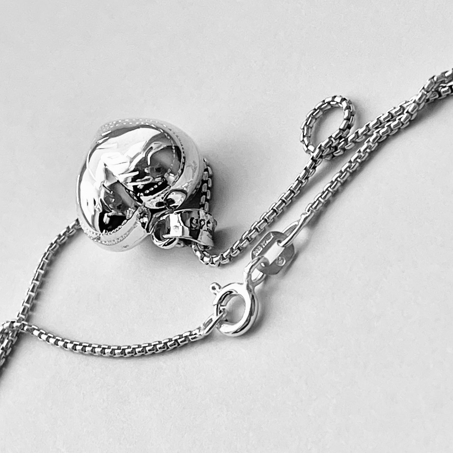 Sterling Silver Small Hollow Engraved Puffy Heart Necklace, Silver Necklaces, Love Hearts