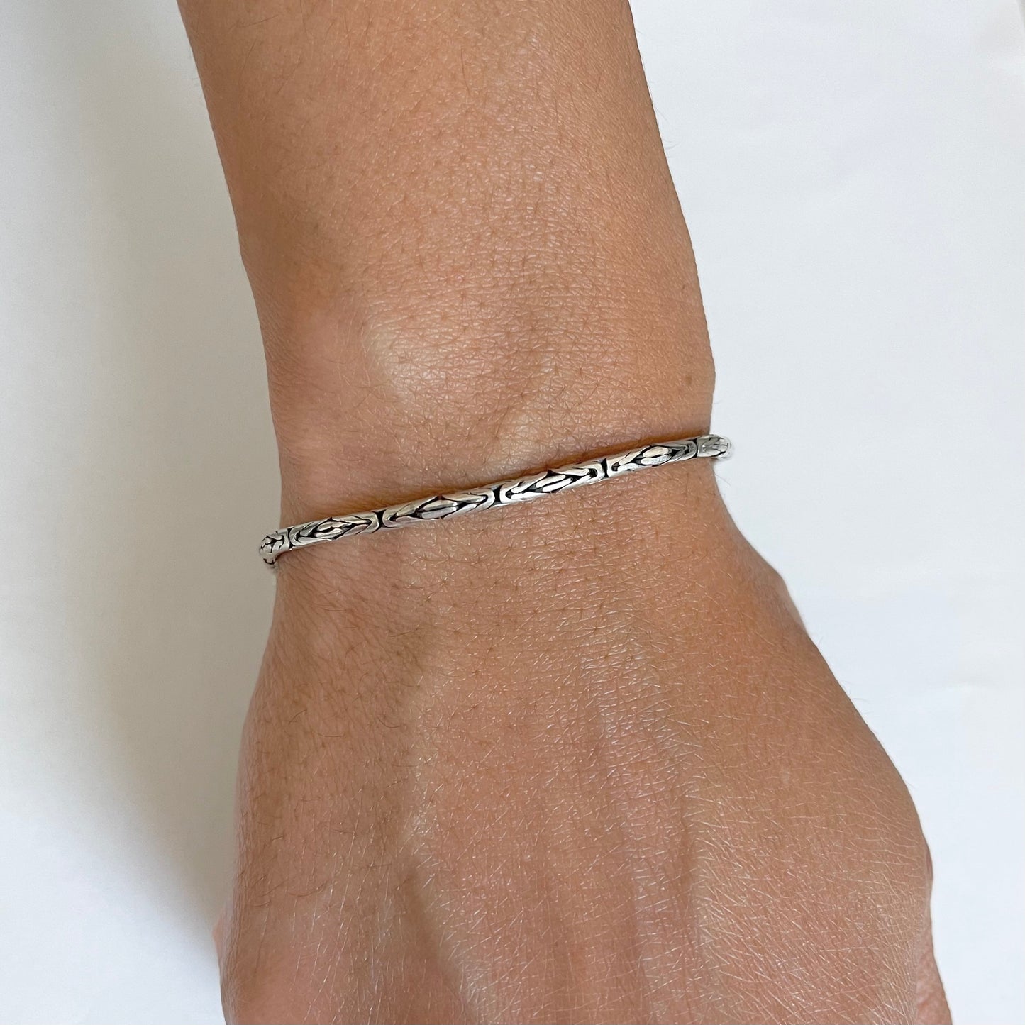 Sterling Silver Unisex 2.5 MM Byzantine Bracelet, Bali Style Bracelets, Silver Anklet
