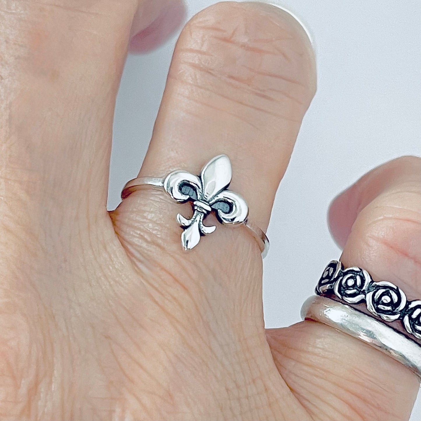 925 Sterling Silver Small Fleur de Lis Ring | Dainty Saints & Lily Jewelry