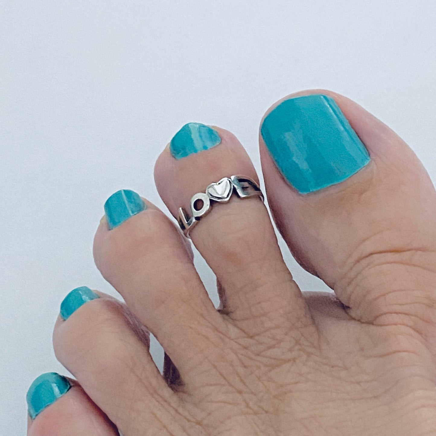 Sterling Silver Little Dainty Love Heart Toe Ring | Adjustable Silver Rings