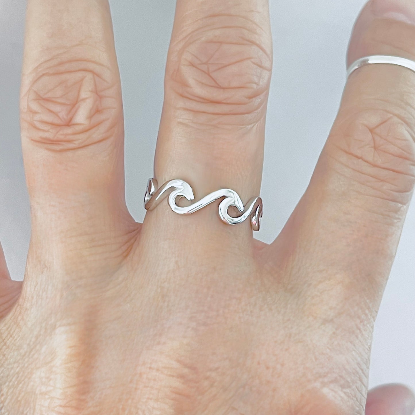 925 Sterling Silver Eternity Wave Ring | Ocean Waves Surfer Silver Rings