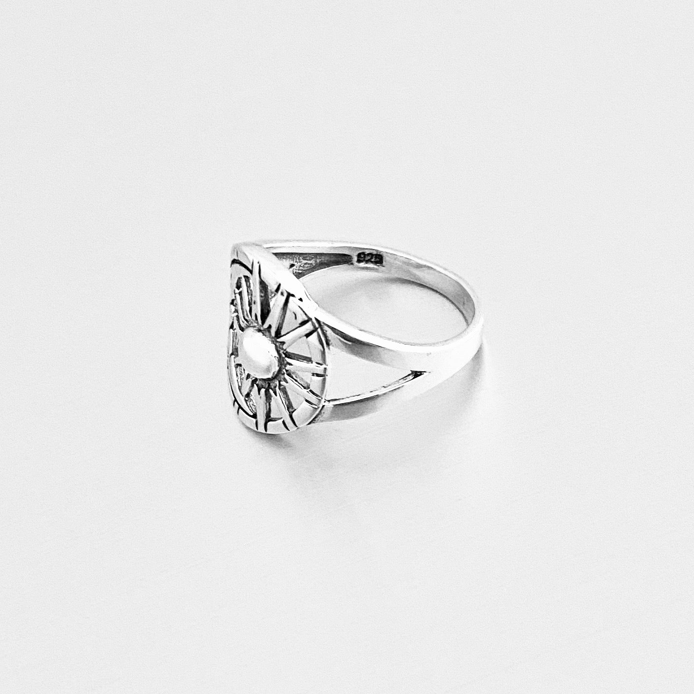 Sterling Silver Statement Moon and Sun Ring, Celestial Sunshine Silver Rings