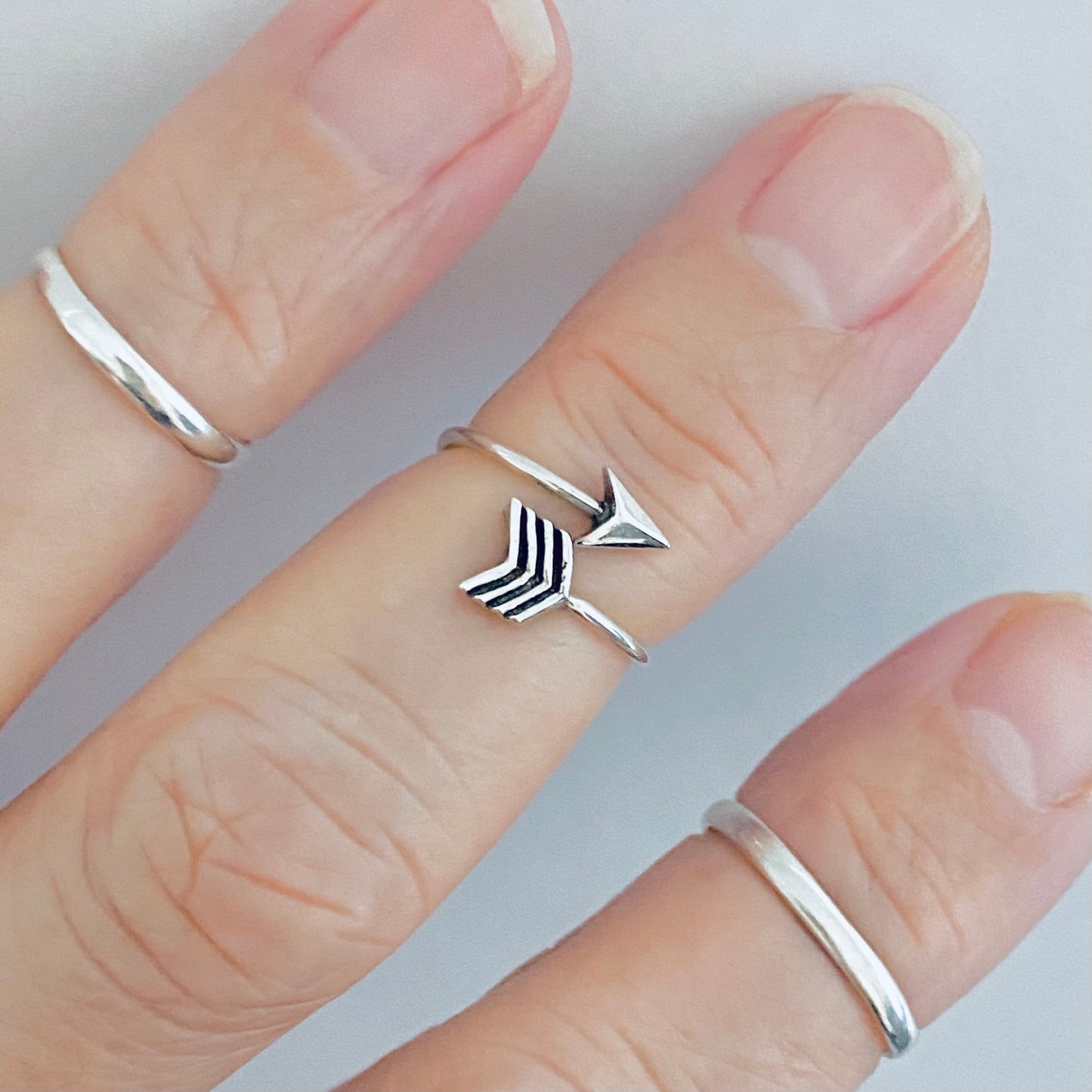 Sterling Silver Delicate Thin Wraparound Arrow Toe Ring, Bow and Arrows, Silver Rings, Archery