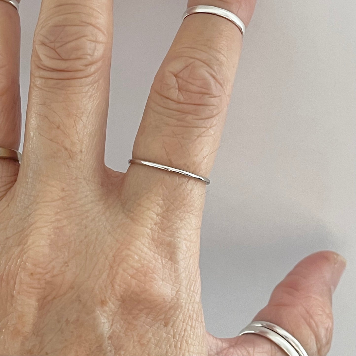 Sterling Silver Minimalist Plain 1mm Band Ring, Wedding Bands, Silver Rings, Stackable