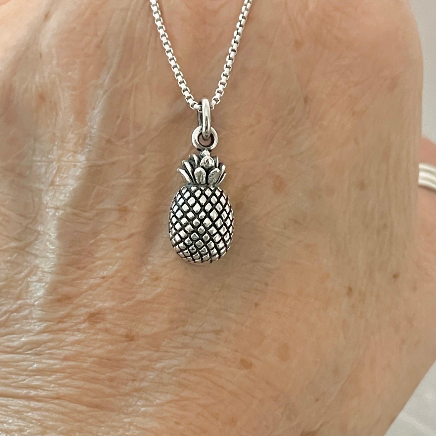 Sterling Silver Dainty Pineapple Necklace, Tree Necklace, Fruits, Silver Necklaces