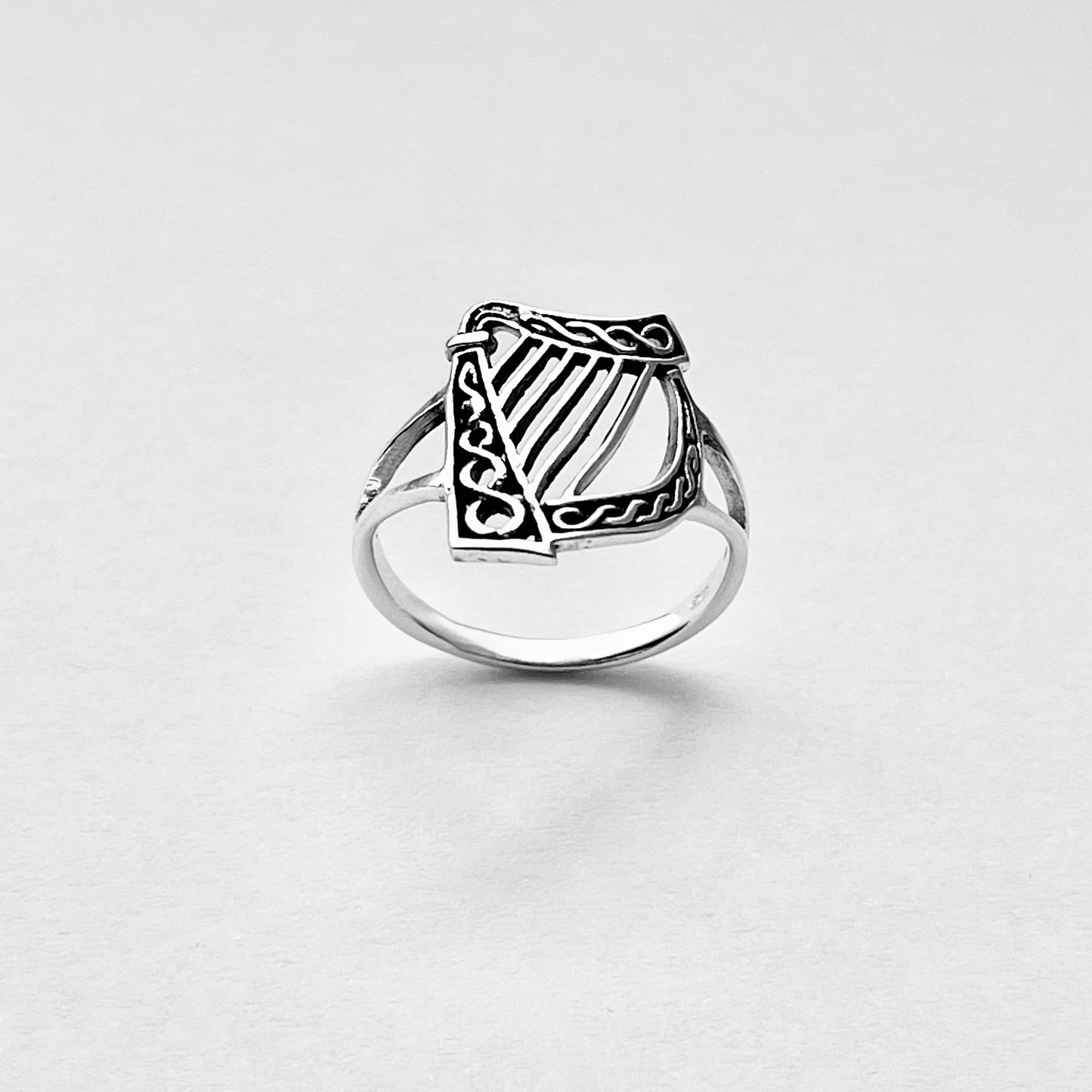 Sterling Silver Harp Musical Instrument Ring, Orchestra Jazz Jewelry