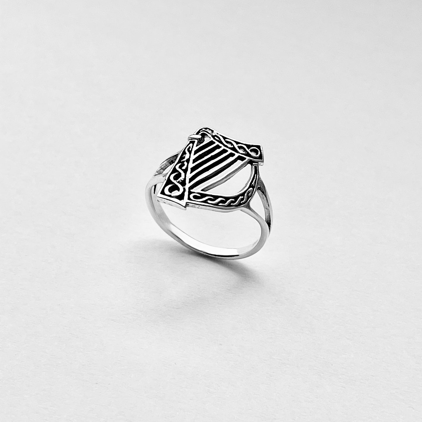 Sterling Silver Harp Musical Instrument Ring, Orchestra Jazz Jewelry