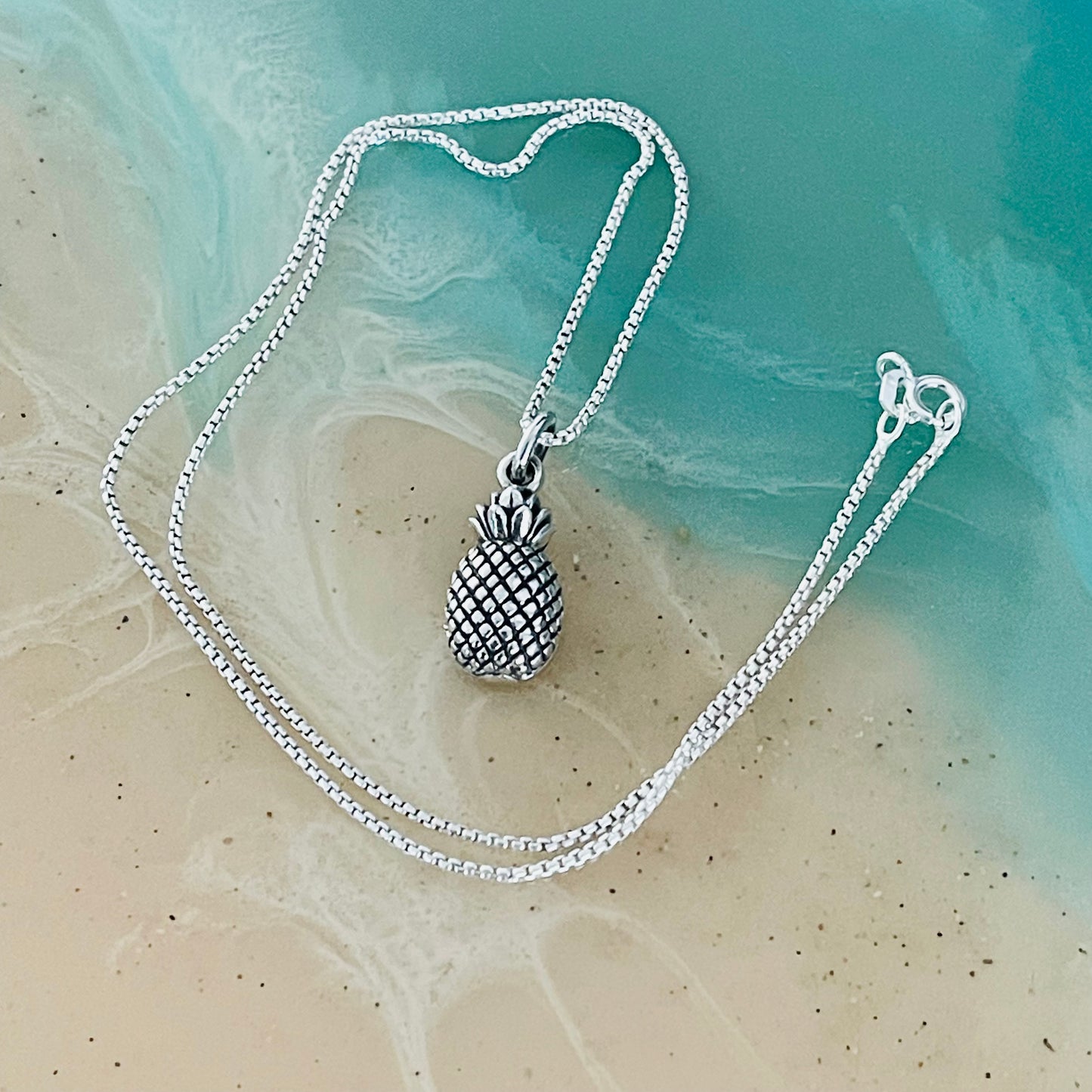 Sterling Silver Dainty Pineapple Necklace, Tree Necklace, Fruits, Silver Necklaces