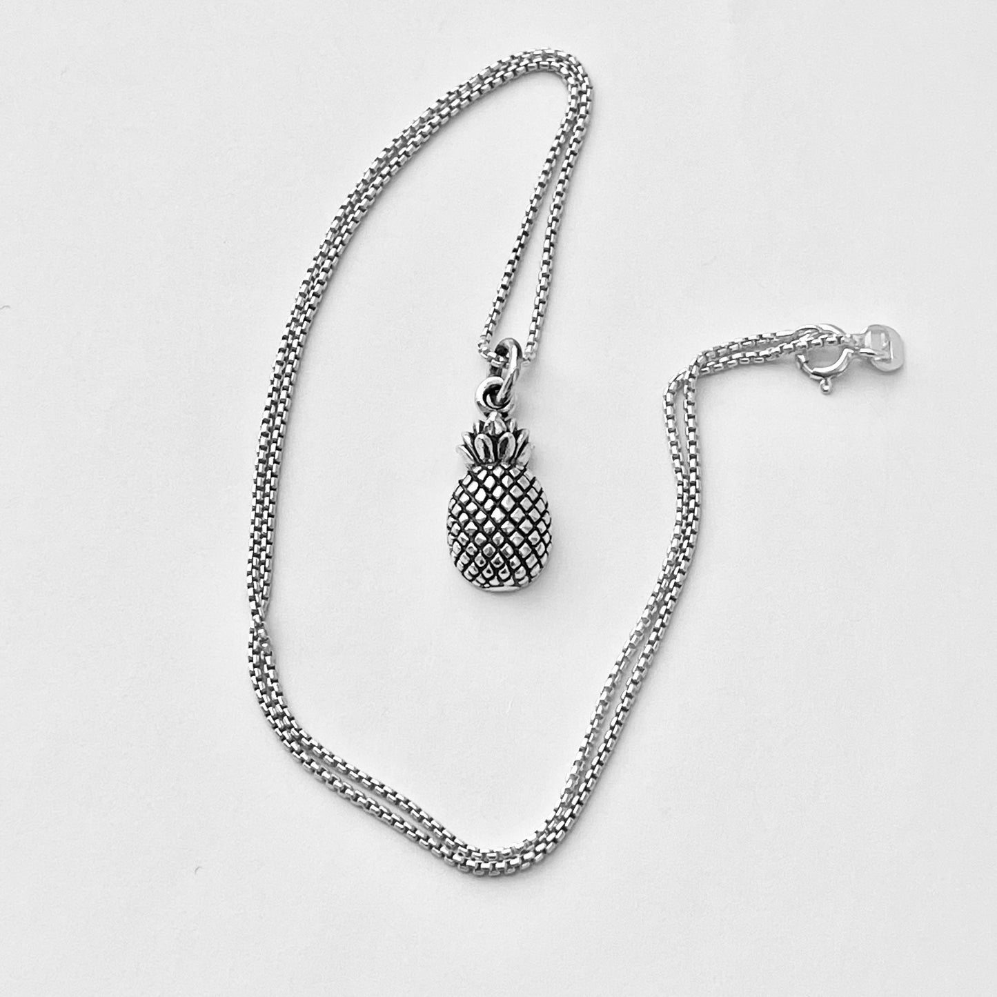 Sterling Silver Dainty Pineapple Necklace, Tree Necklace, Fruits, Silver Necklaces