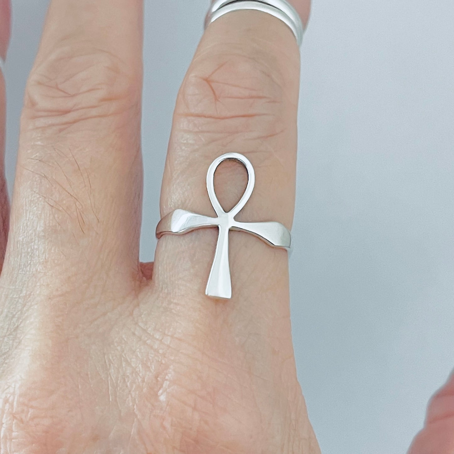 Sterling Silver Large Ankh Ring, Key of Life, Silver Rings, Cross, Religious