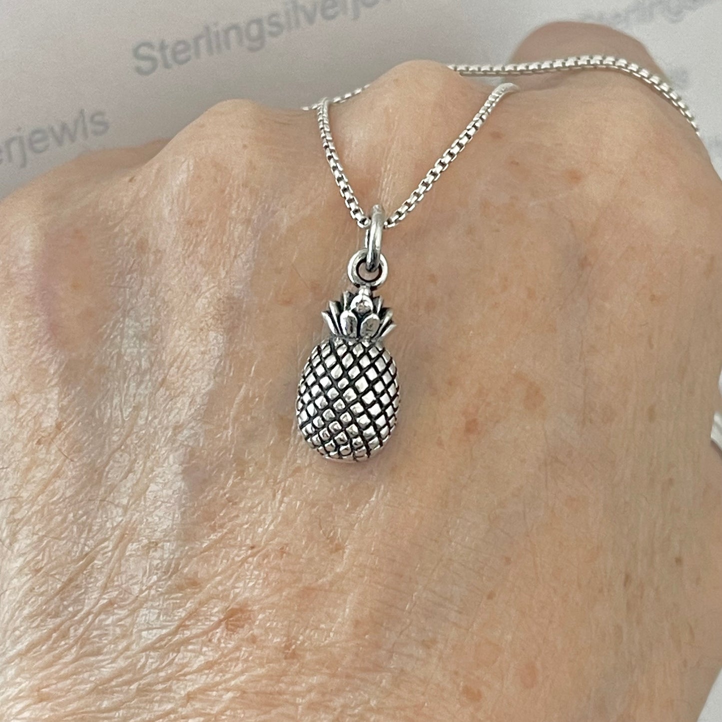 925 Sterling Silver Pineapple Necklace – Dainty Fruit Pendant, Tree of Life Silver Necklace