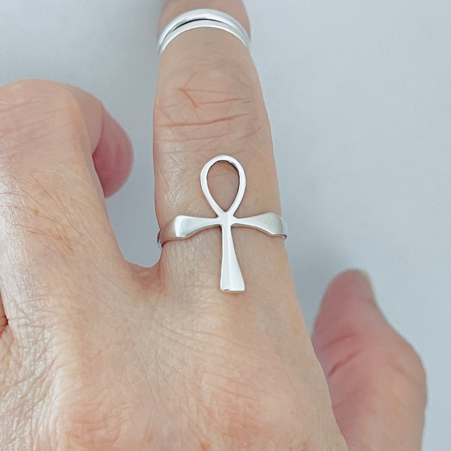 Sterling Silver Large Ankh Ring, Key of Life, Silver Rings, Cross, Religious