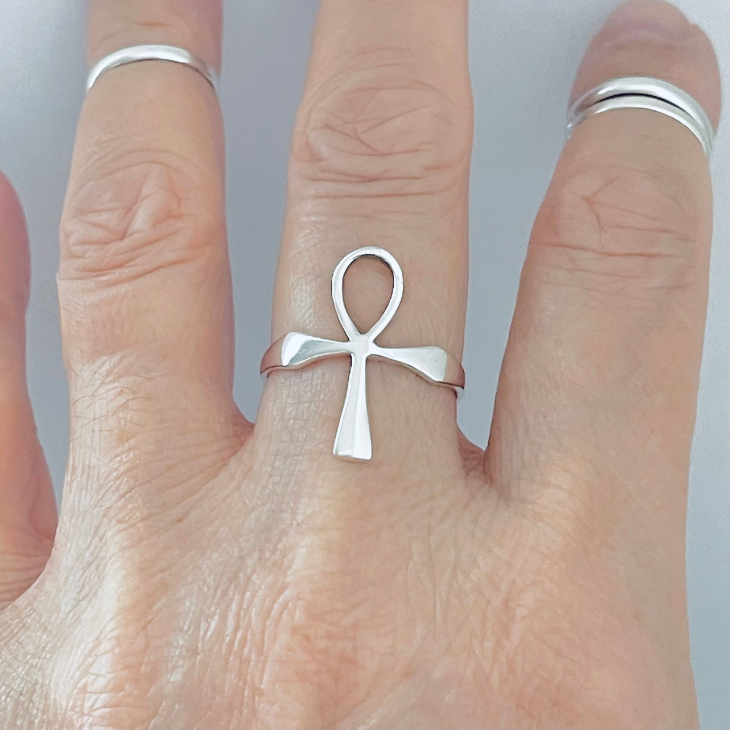 Sterling Silver Large Ankh Ring, Key of Life, Silver Rings, Cross, Religious