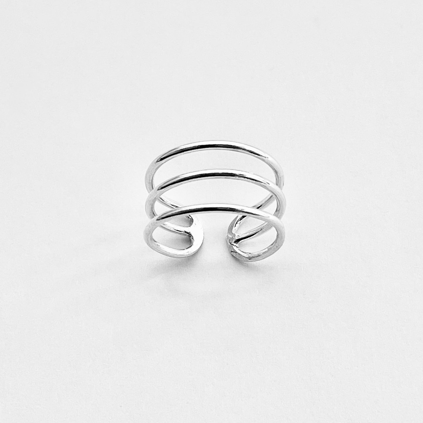 Sterling Silver Triple Thin Band Cuff Ring, Silver Rings, Silver Bands