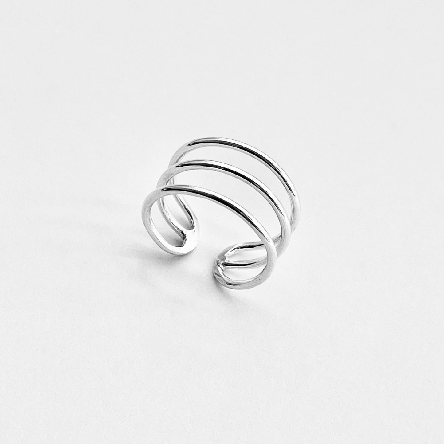 Sterling Silver Triple Thin Band Cuff Ring, Silver Rings, Silver Bands