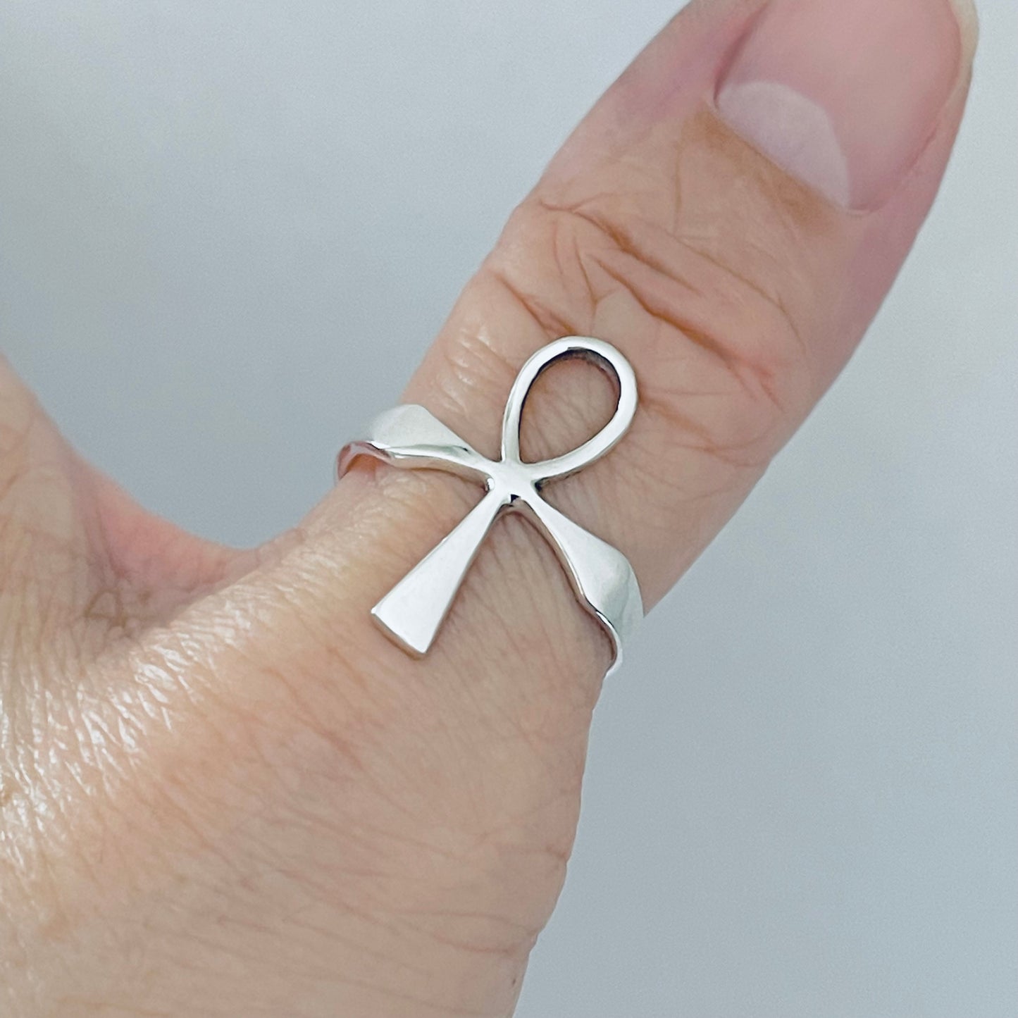 Sterling Silver Large Ankh Ring, Key of Life, Silver Rings, Cross, Religious
