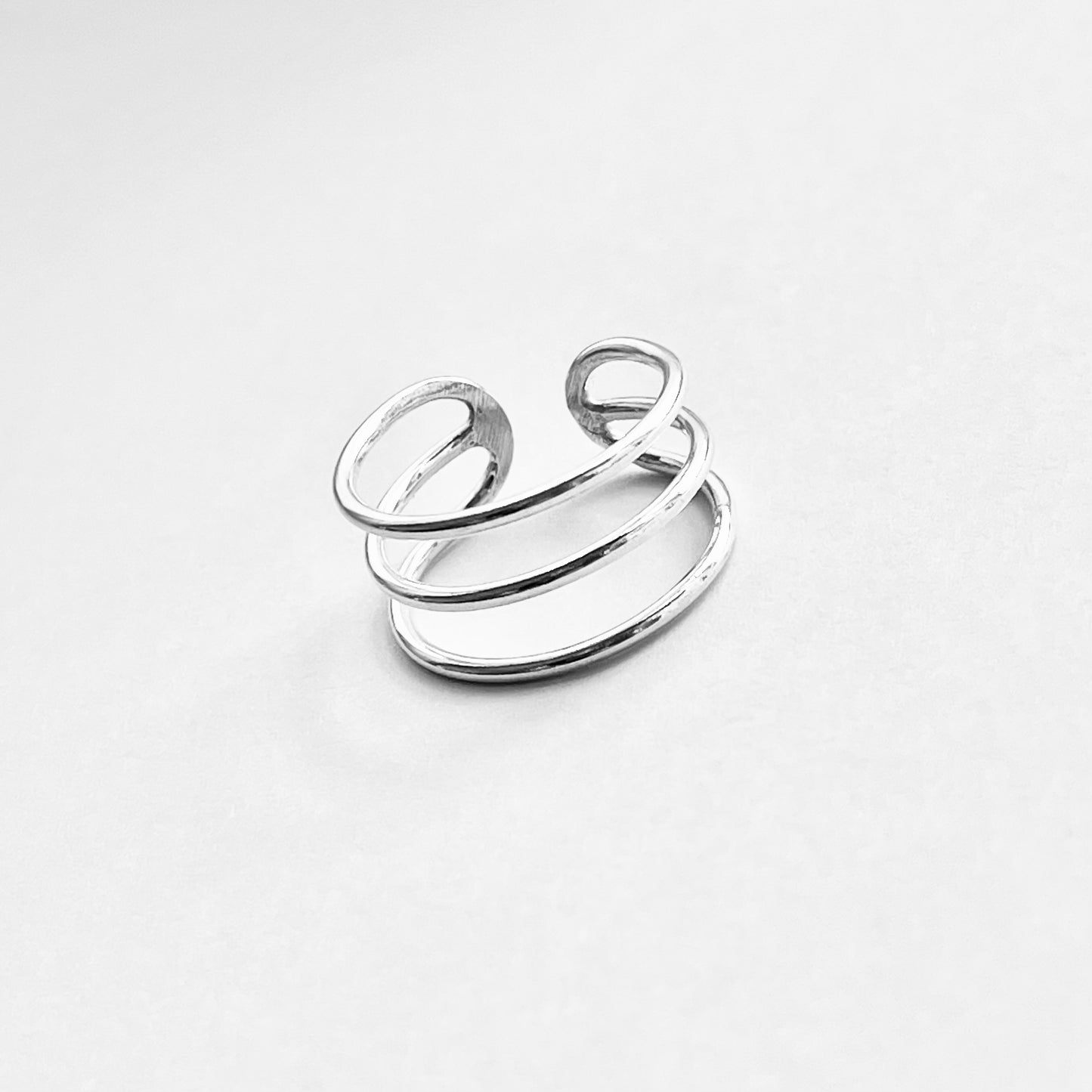 Sterling Silver Triple Thin Band Cuff Ring, Silver Rings, Silver Bands