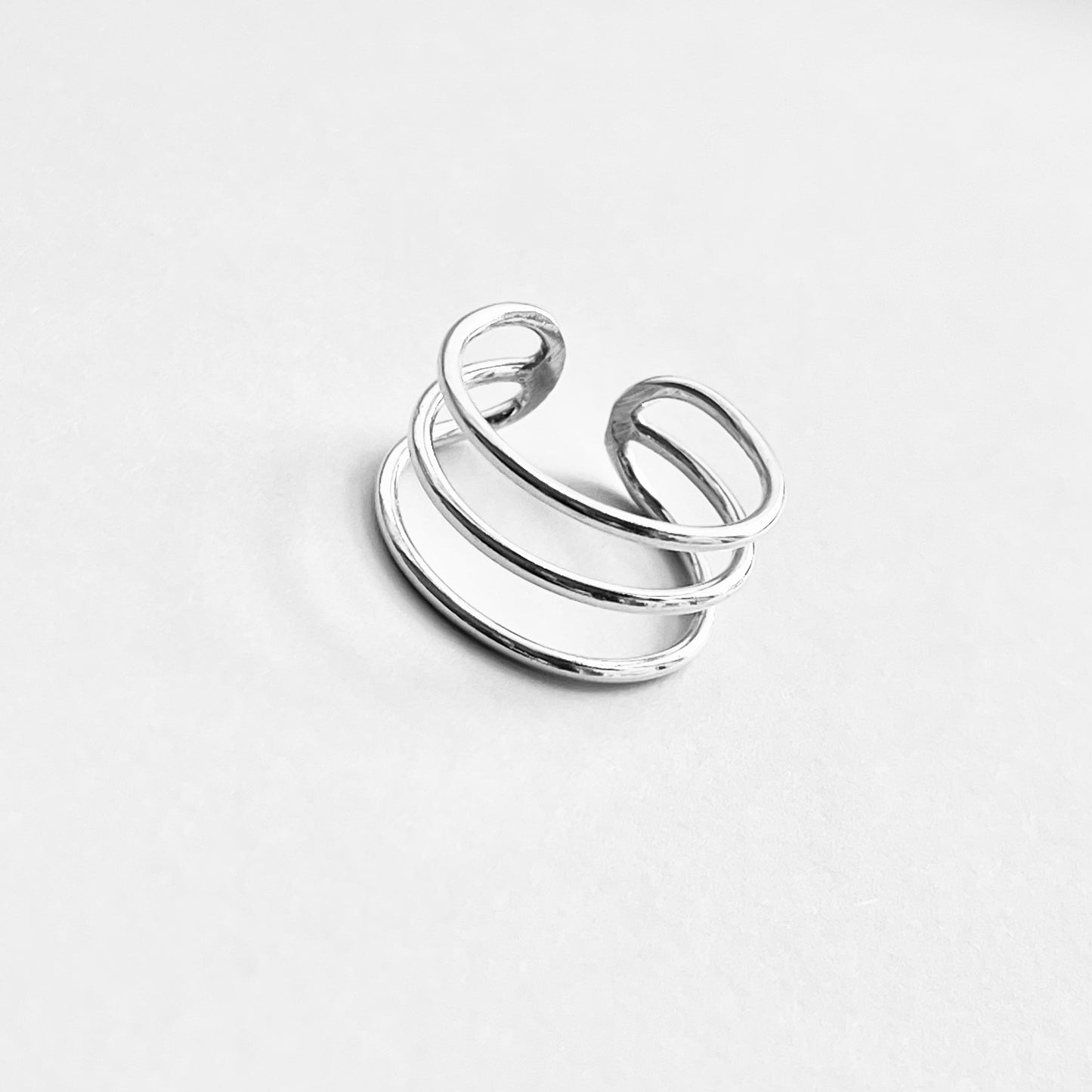 Sterling Silver Triple Thin Band Cuff Ring, Silver Rings, Silver Bands