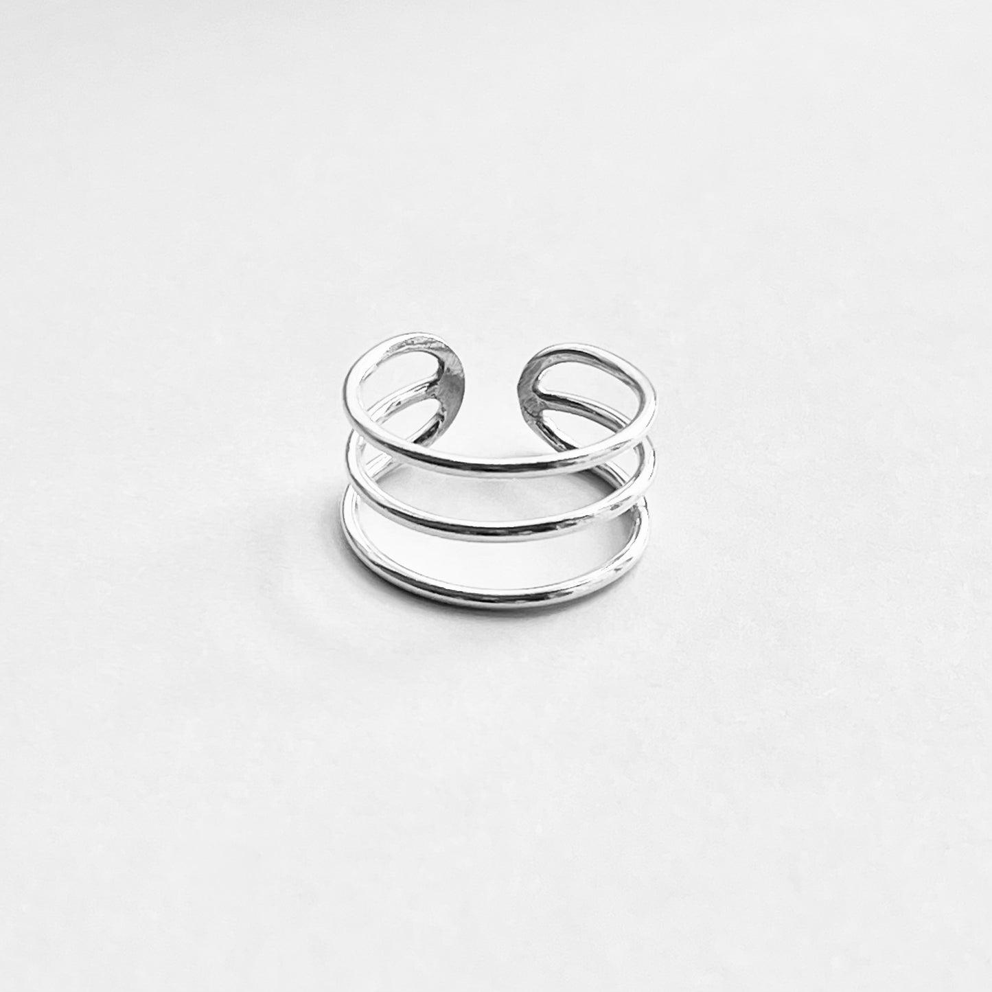 Sterling Silver Triple Thin Band Cuff Ring, Silver Rings, Silver Bands