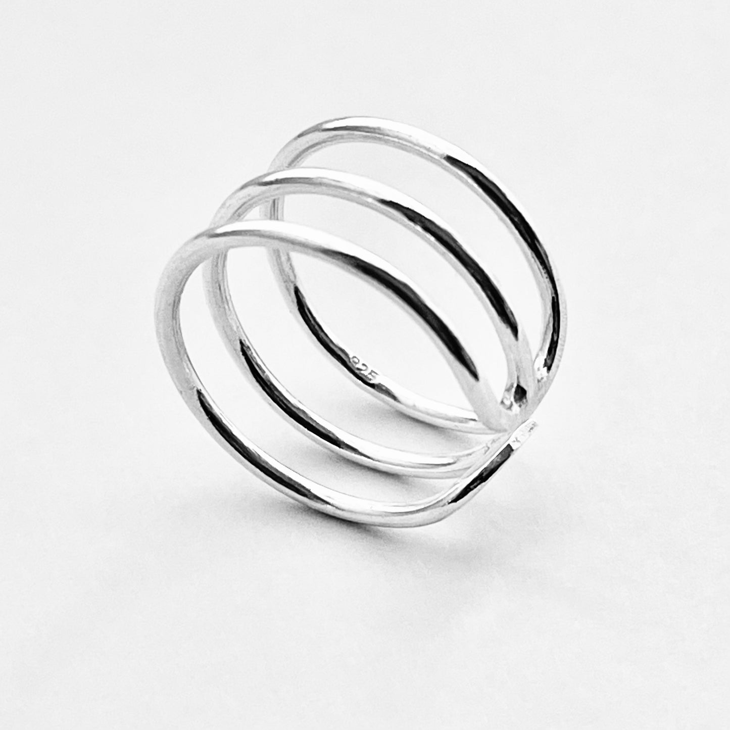 Sterling Silver Triple Thin Band Cuff Ring, Silver Rings, Silver Bands