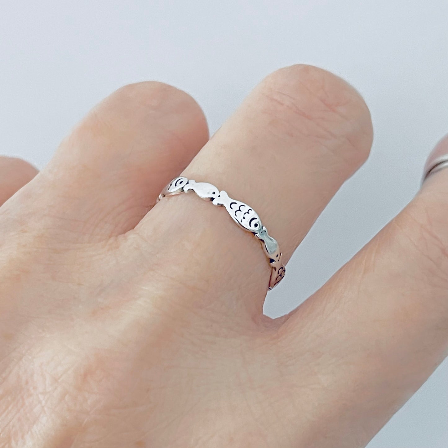 Sterling Silver Little Dainty Eternity Fish Band Ring | Christian & Ocean-Inspired Jewelry