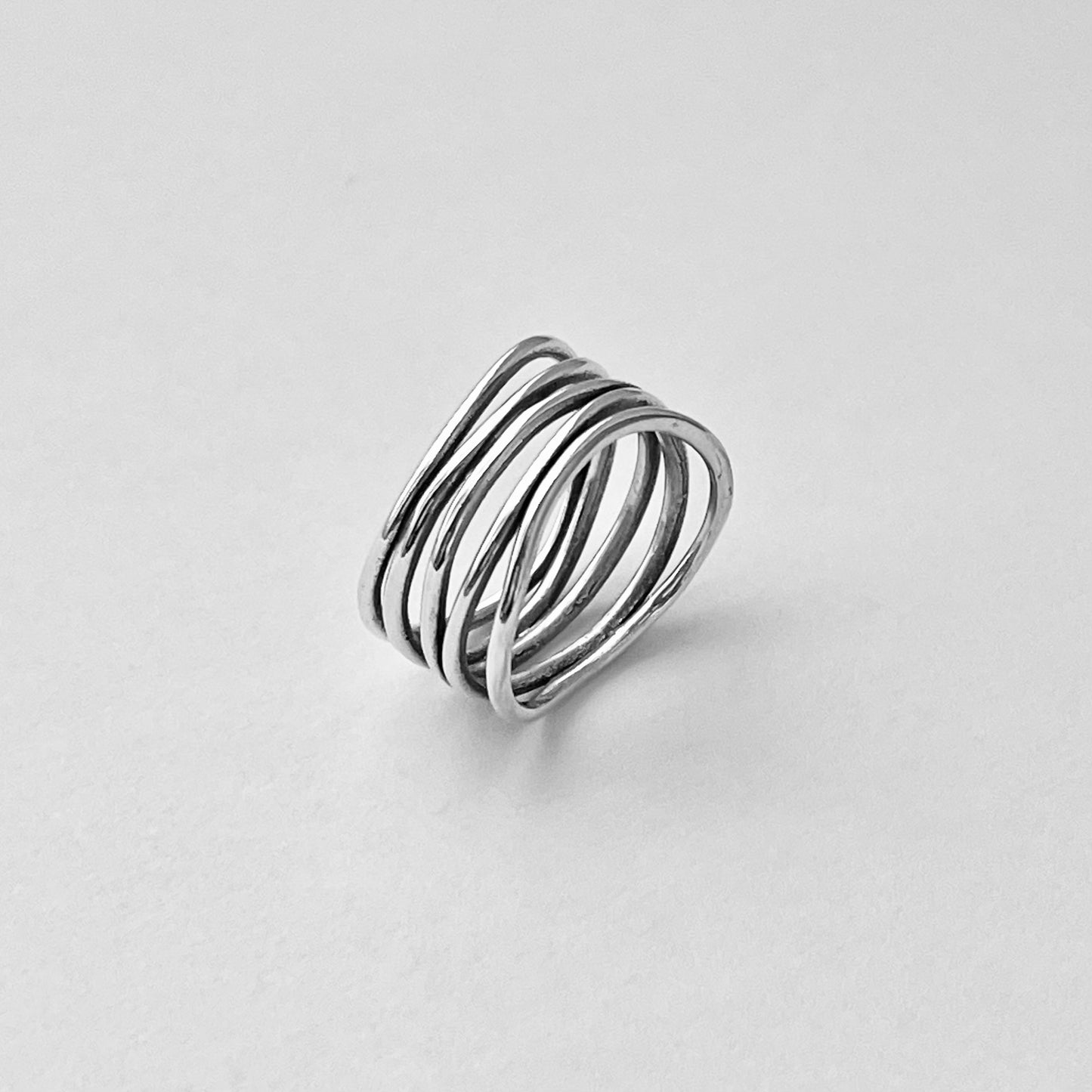 Sterling Silver Multiple Bands Wraparound Ring, Statement Silver Rings