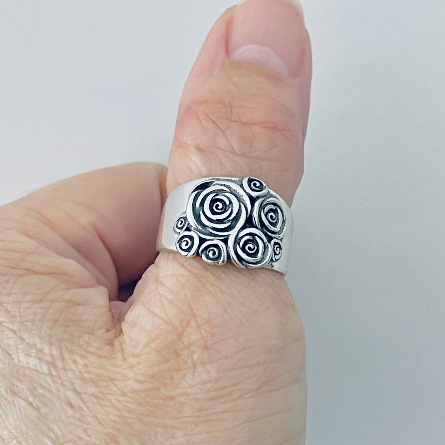 Sterling Silver Bouquet of Roses Ring, Silver Rings, Love Rose Flower