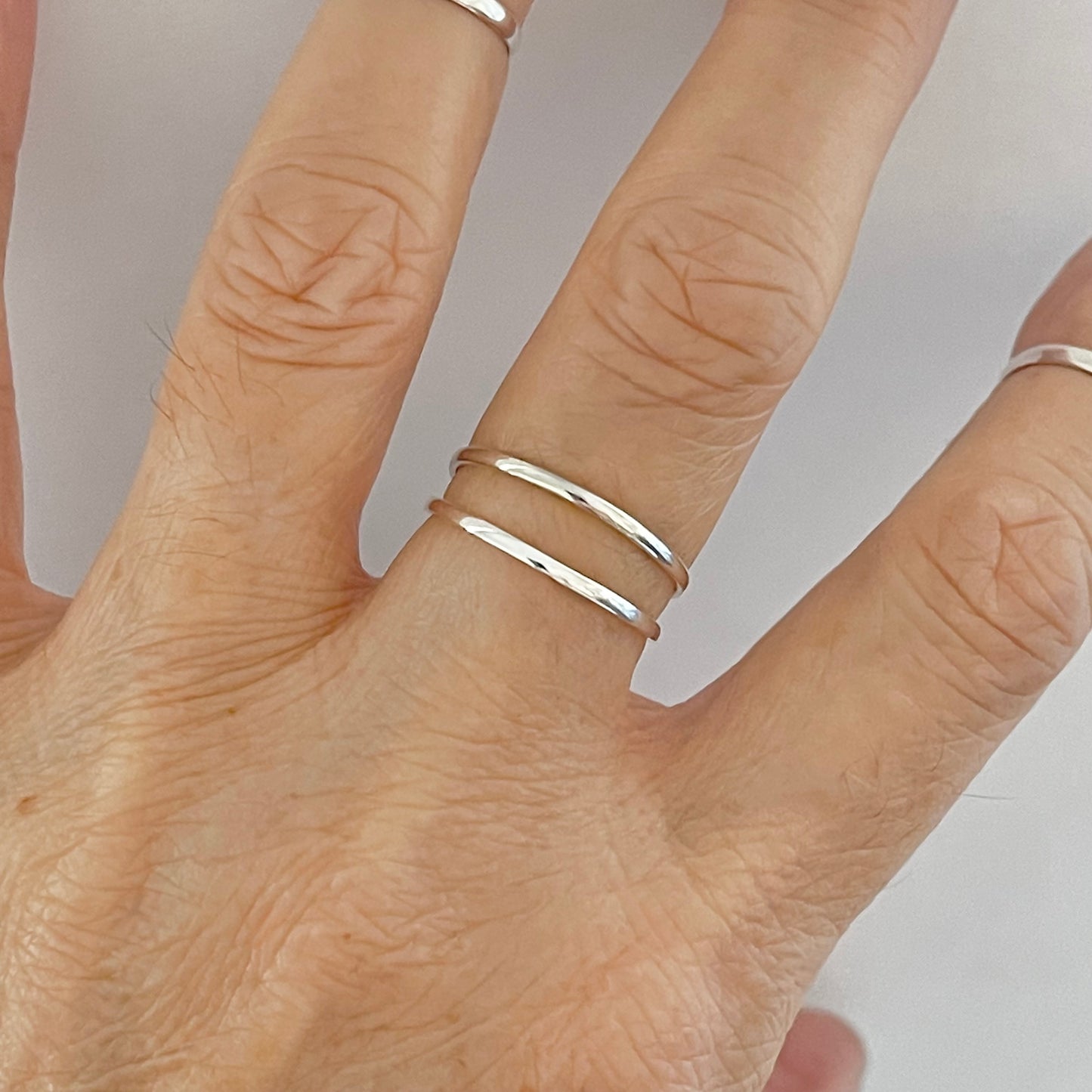 Sterling Silver Minimalist Plain 1.5mm Band Ring, Stackable Wedding Bands, Simple Rings